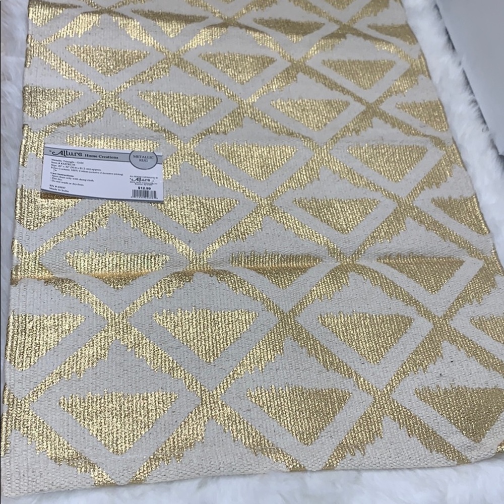 NEW Metallic Gold Accent Rug - Picture 2 of 5